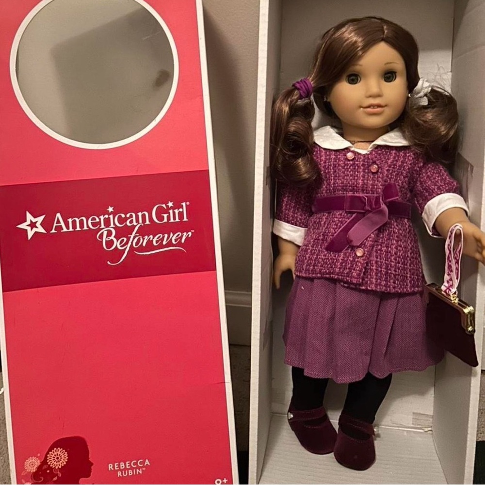Rebecca Rubin American Girl Doll with Purple Outfit, Hat, and Purse
